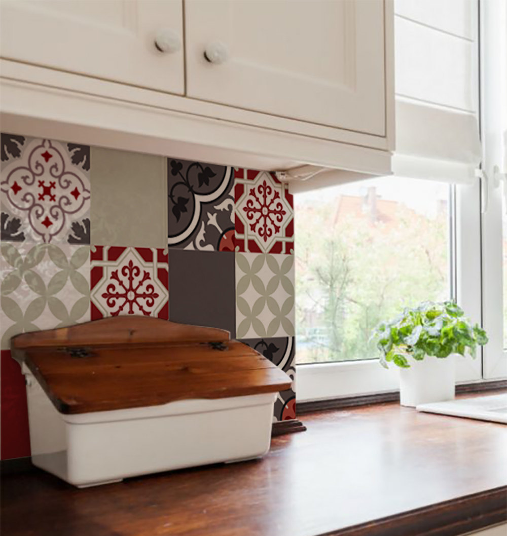 Mix Tile Decals  Kitchen/Bathroom tiles vinyl floor tiles free shipping - design 301