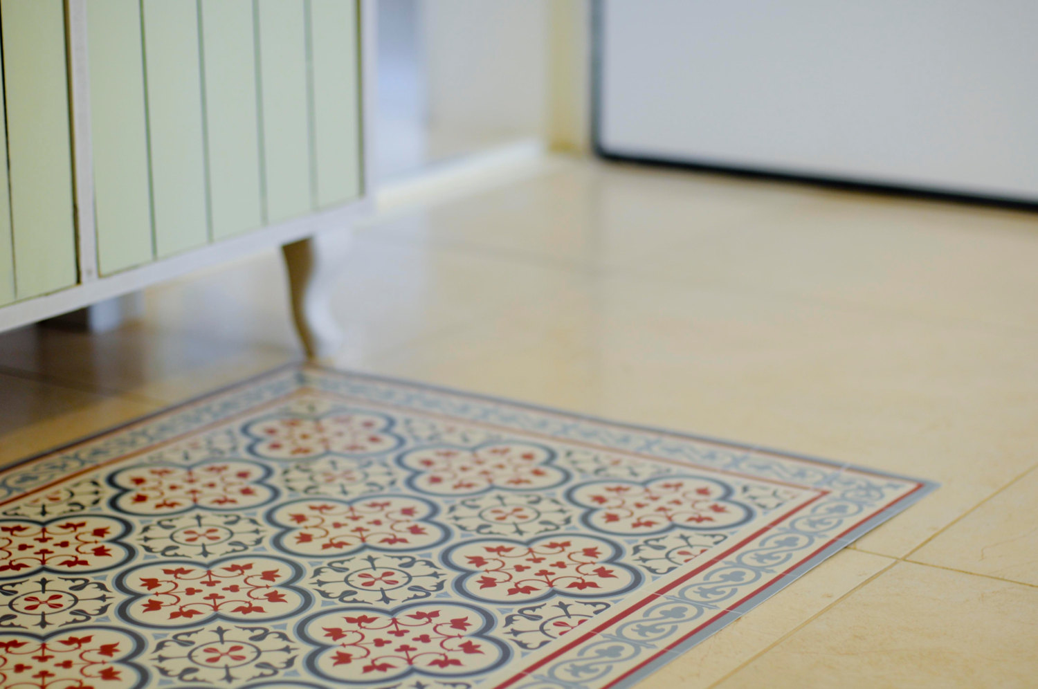 PVC vinyl mat Tiles Pattern Decorative  linoleum rug PVC Rug, Bordeaux And Blue 177 FREE Shipping
