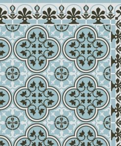 SALE  Tiles Pattern Decorative PVC vinyl mat linoleum rug- Color Azure And Gray 172