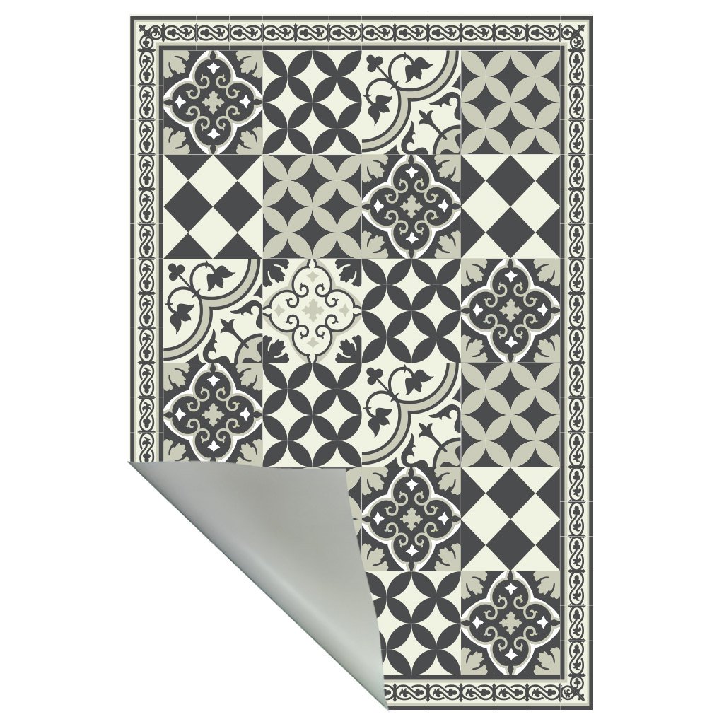 PVC vinyl mat linoleum rug Free Shipping Mix Tiles Pattern 312 Gray Vanill.co