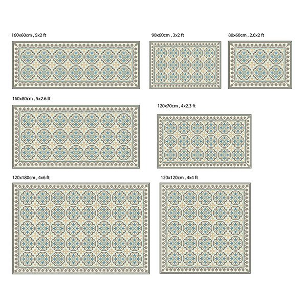 PVC vinyl mat Carpet Tiles Pattern Decorative linoleum rug turquiz 812 