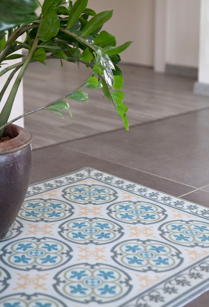 PVC vinyl mat Tiles Pattern Decorative linoleum rug Blue And Gray 104 ,FREE Shipping Vanill.co