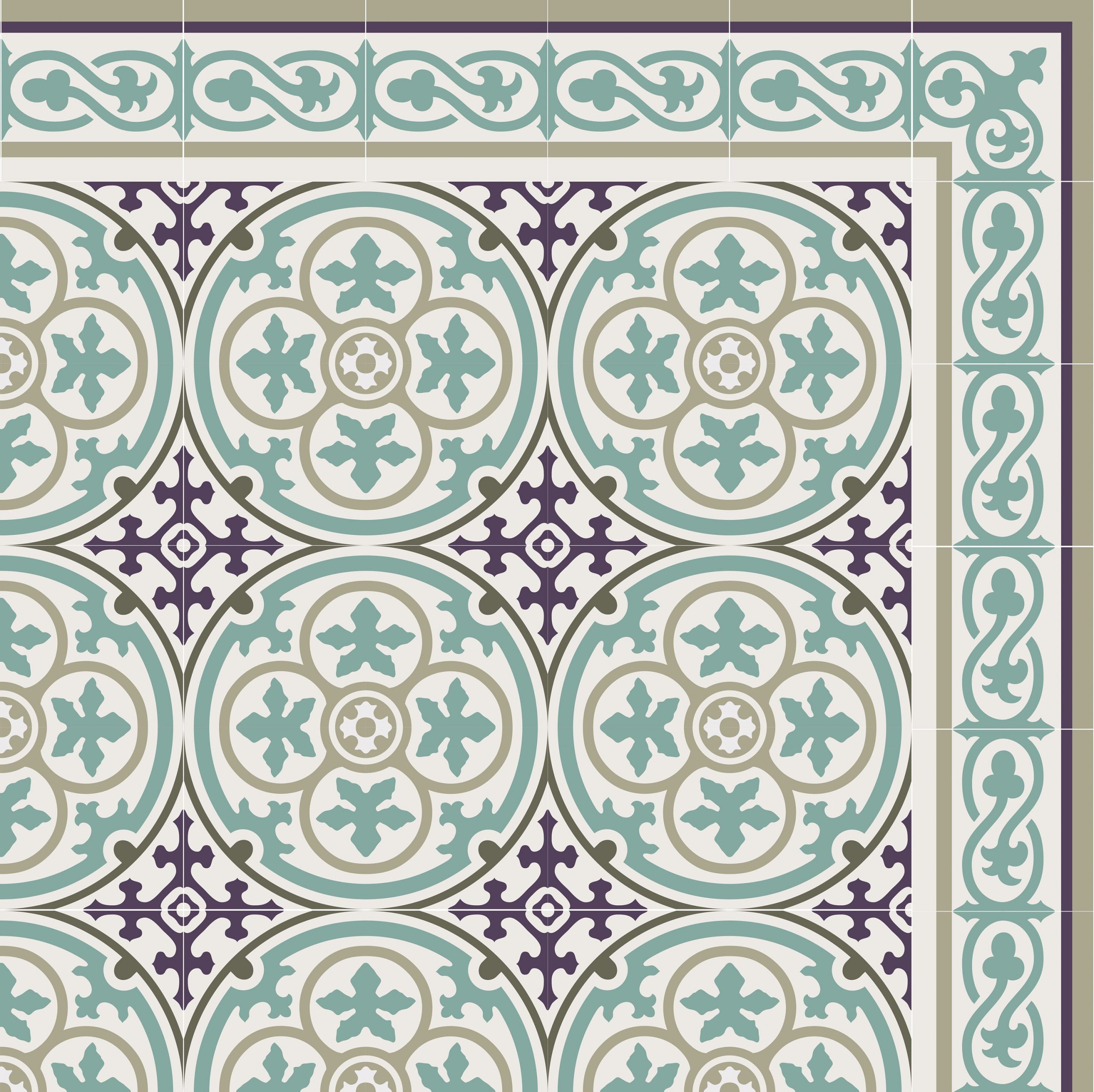 Purple Vinyl Floor Mat, Kitchen Floor Mat, With Moroccan Tiles