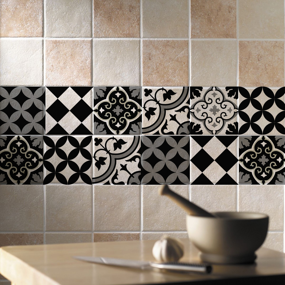 Tile Wall Decals mix gray tile stickers , gray , diy tile stickers –